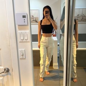 Aritzia TNA white cotton cargo pants - Size 2